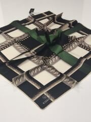 VİSSONA TİVİL İPEK EŞARP SİYAH ZÜMRÜT 1010-2