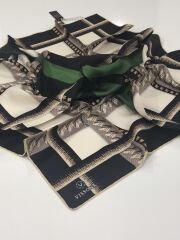 VİSSONA TİVİL İPEK EŞARP SİYAH ZÜMRÜT 1010-2