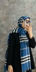 BURBERRY EKOSE ŞAL  KOT MAVİ