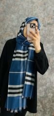 BURBERRY EKOSE ŞAL  KOT MAVİ