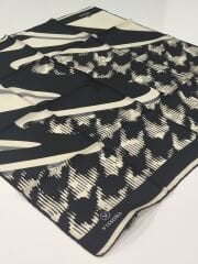 VİSSONA TİVİL İPEK EŞARP SİYAH KREM 1009-1