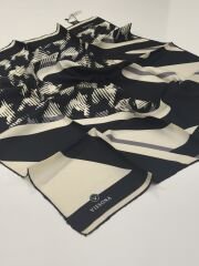 VİSSONA TİVİL İPEK EŞARP SİYAH KREM 1009-1