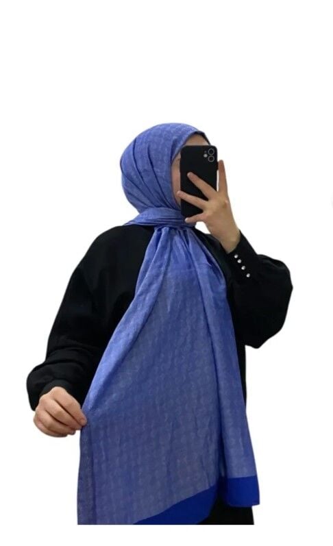 AKER MONOGRAM JAKAR ŞAL 6060900-922 SAKS MAVİ