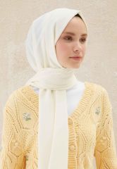 FRESH SCARFS MEDİNE İPEĞİ KRİNKIL ŞAL KIRIK BEYAZ