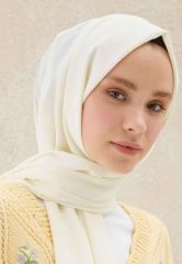 FRESH SCARFS MEDİNE İPEĞİ KRİNKIL ŞAL KIRIK BEYAZ