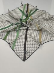 VİSSONA TİVİL İPEK EŞARP LOGO DESEN AÇIK YEŞİL 1014-1