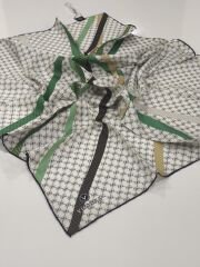 VİSSONA TİVİL İPEK EŞARP LOGO DESEN AÇIK YEŞİL 1014-1