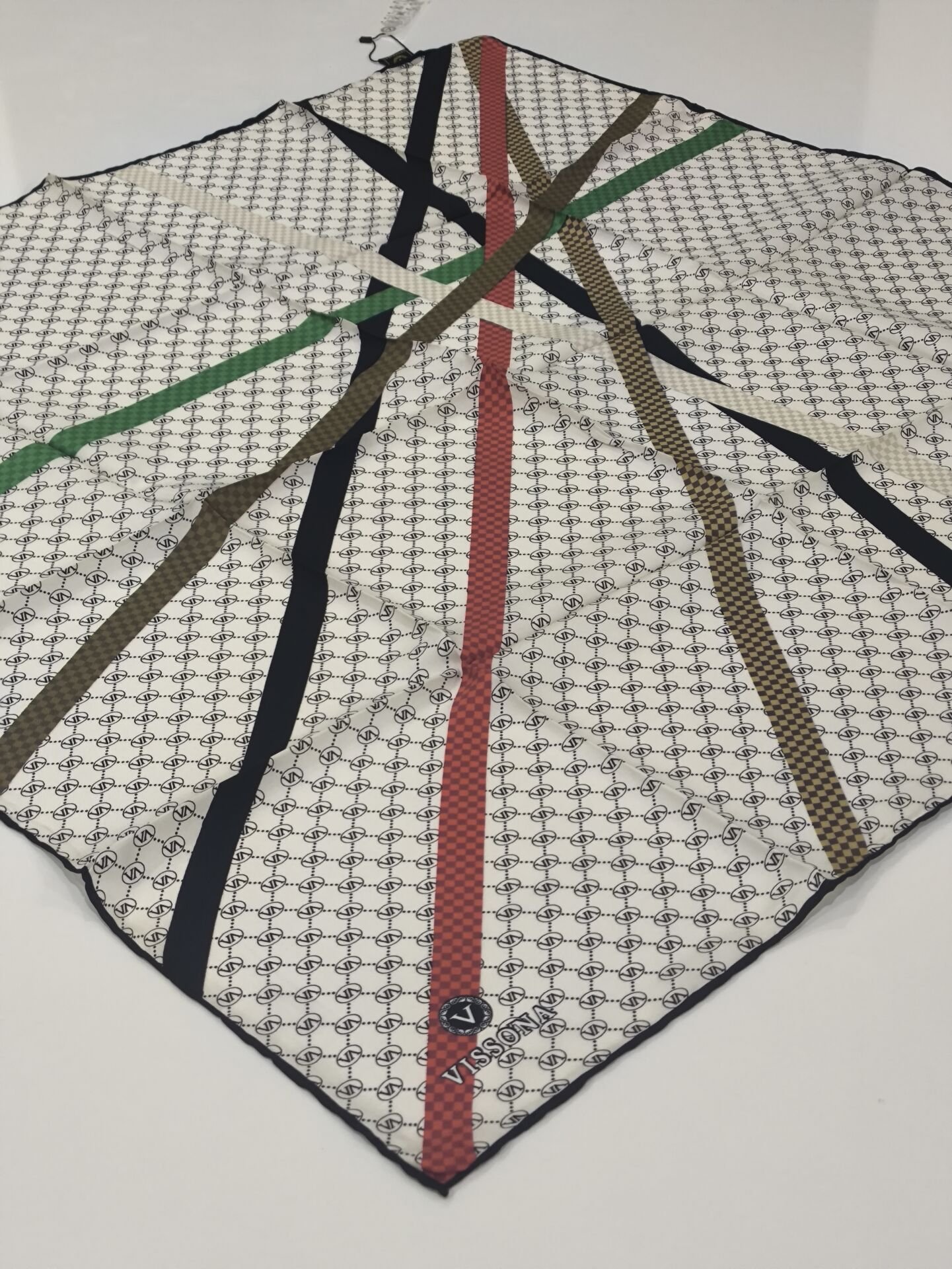 VİSSONA TİVİL İPEK EŞARP LOGO DESEN KİREMİT 1014-2