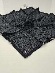 VİSSONA TİVİL İPEK EŞARP SİYAH BEYAZ 1017-2