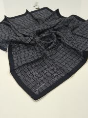 VİSSONA TİVİL İPEK EŞARP SİYAH BEYAZ 1017-2