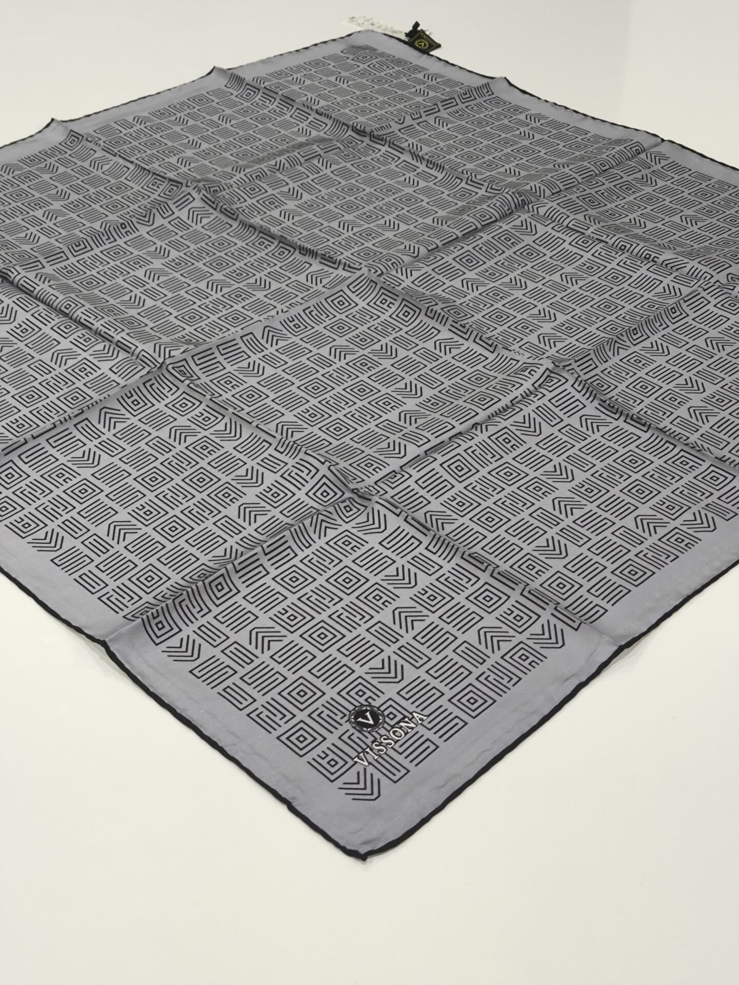 VİSSONA TİVİL İPEK EŞARP GÜMÜŞ SİYAH 1017-3