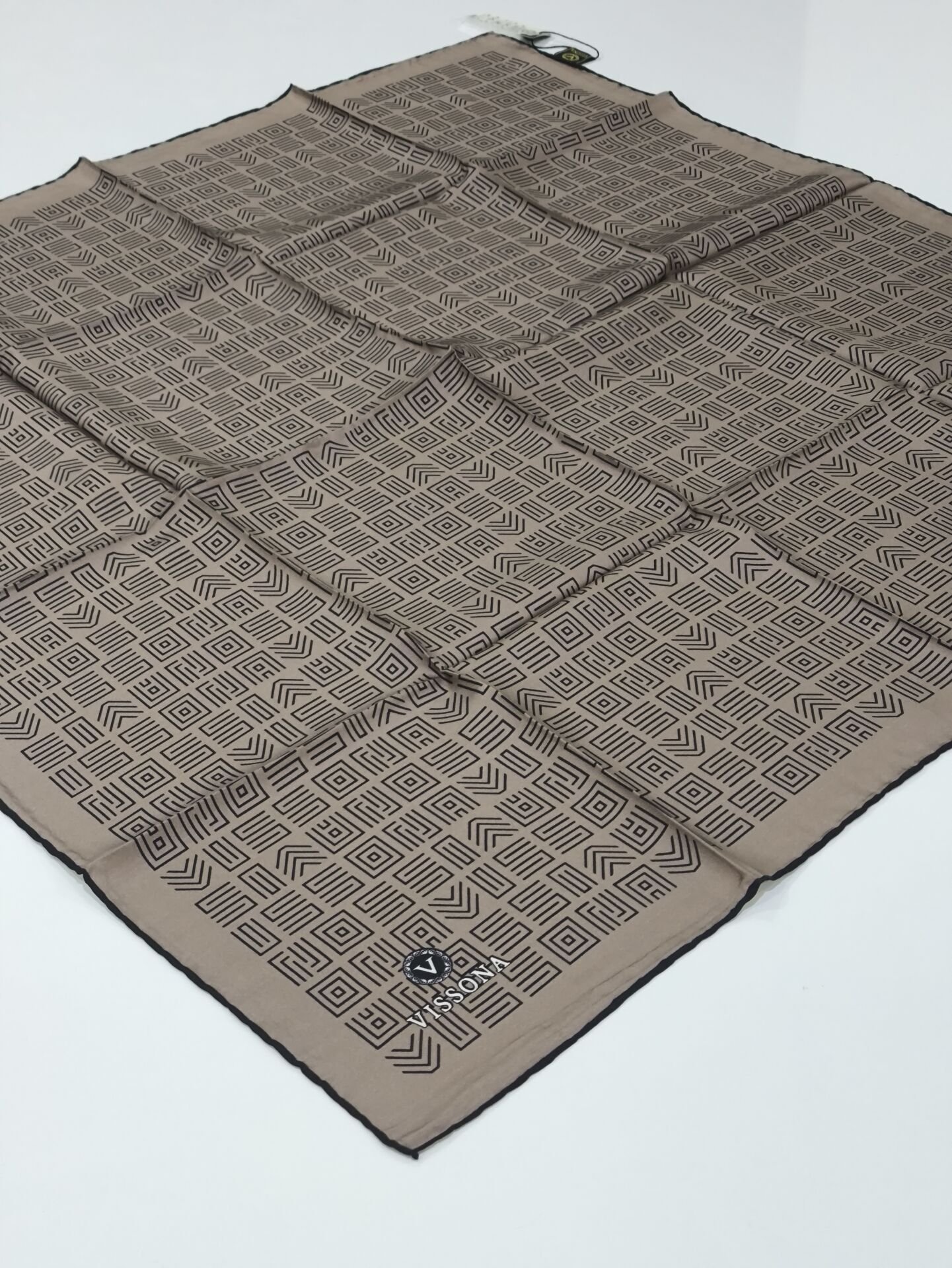 VİSSONA TİVİL İPEK EŞARP VİZON SİYAH 1017-4