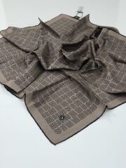 VİSSONA TİVİL İPEK EŞARP VİZON SİYAH 1017-4