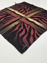 VİSSONA TİVİL İPEK EŞARP ZEBRA DESEN SİYAH BORDO 1016-1