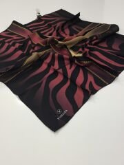 VİSSONA TİVİL İPEK EŞARP ZEBRA DESEN SİYAH BORDO 1016-1