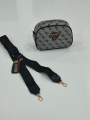 GUESS BASKILI ÇANTA GRİ SİYAH
