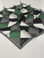 VİSSONA TİVİL İPEK EŞARP SİYAH YEŞİL 1006-2