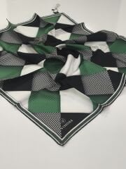 VİSSONA TİVİL İPEK EŞARP SİYAH YEŞİL 1006-2