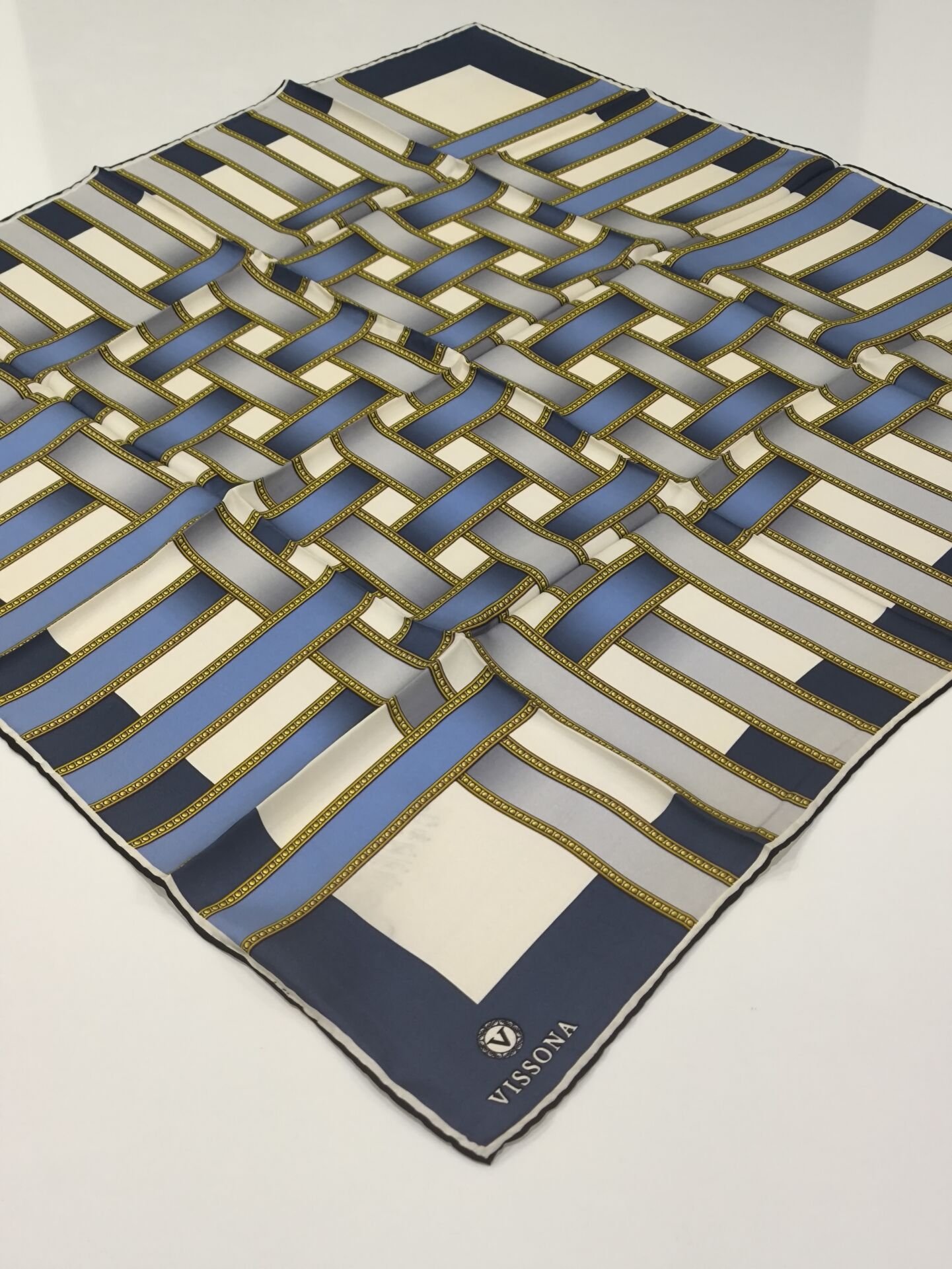 VİSSONA TİVİL İPEK EŞARP LACİVERT MAVİ 1007-1