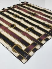 VİSSONA TİVİL İPEK EŞARP KEMER DESEN SİYAH BORDO 1012-2