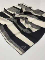 VİSSONA TİVİL İPEK EŞARP SİYAH KREM 1002-1