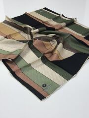 VİSSONA TİVİL İPEK EŞARP SİYAH YEŞİL VİZON 1004-1