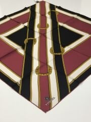 VİSSONA TİVİL İPEK EŞARP SİYAH BORDO 1011-1