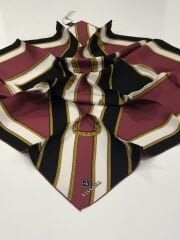 VİSSONA TİVİL İPEK EŞARP SİYAH BORDO 1011-1