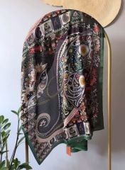 HERMES VUAL İPEK ŞAL KLASİK MODEL ZÜMRÜT YEŞİLİ