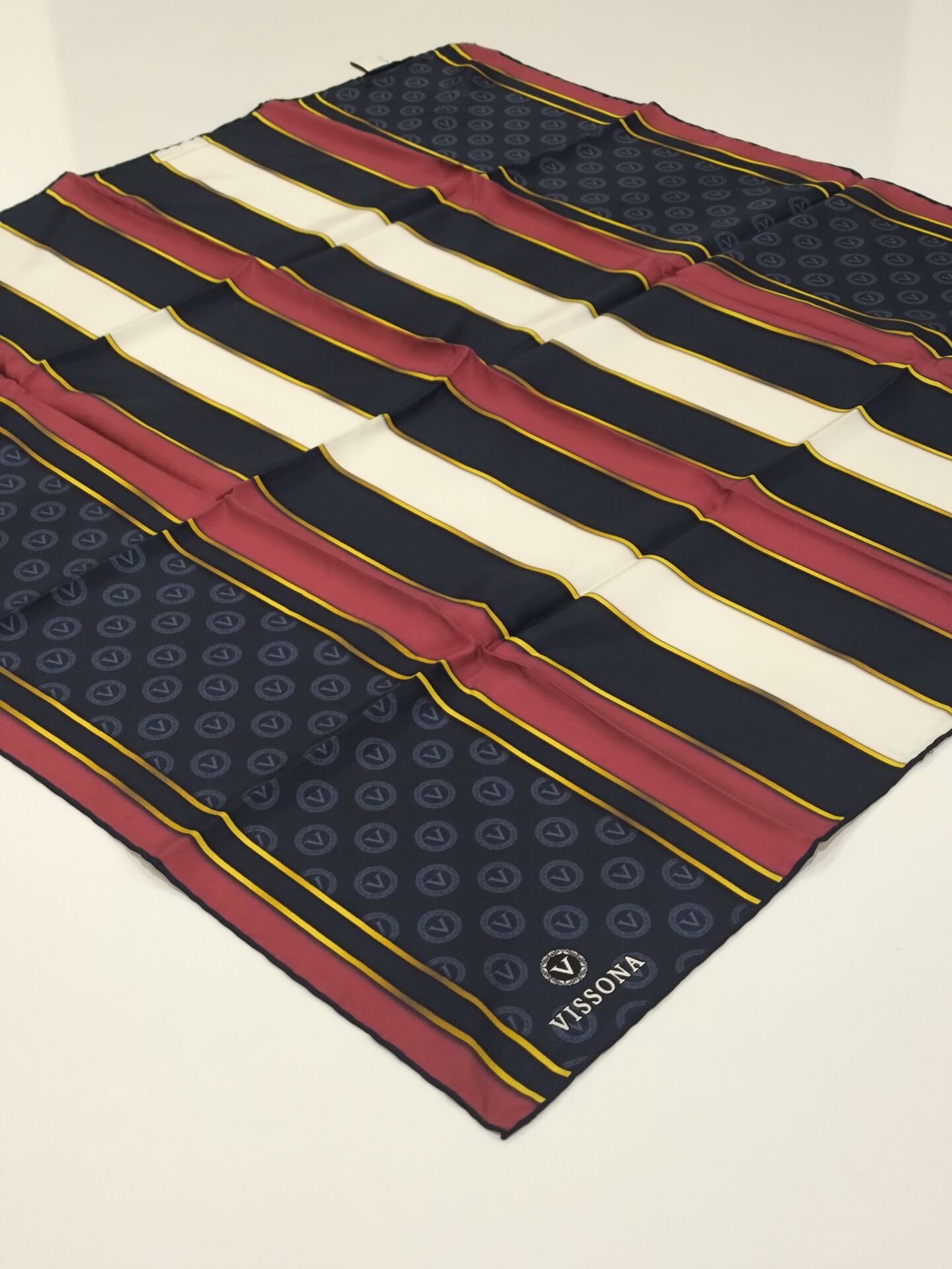 VİSSONA TİVİL İPEK EŞARP LACİVERT BORDO 3000-1
