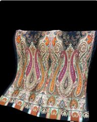 VUAL İPEK ŞAL  ETNİK DESEN SİYAH