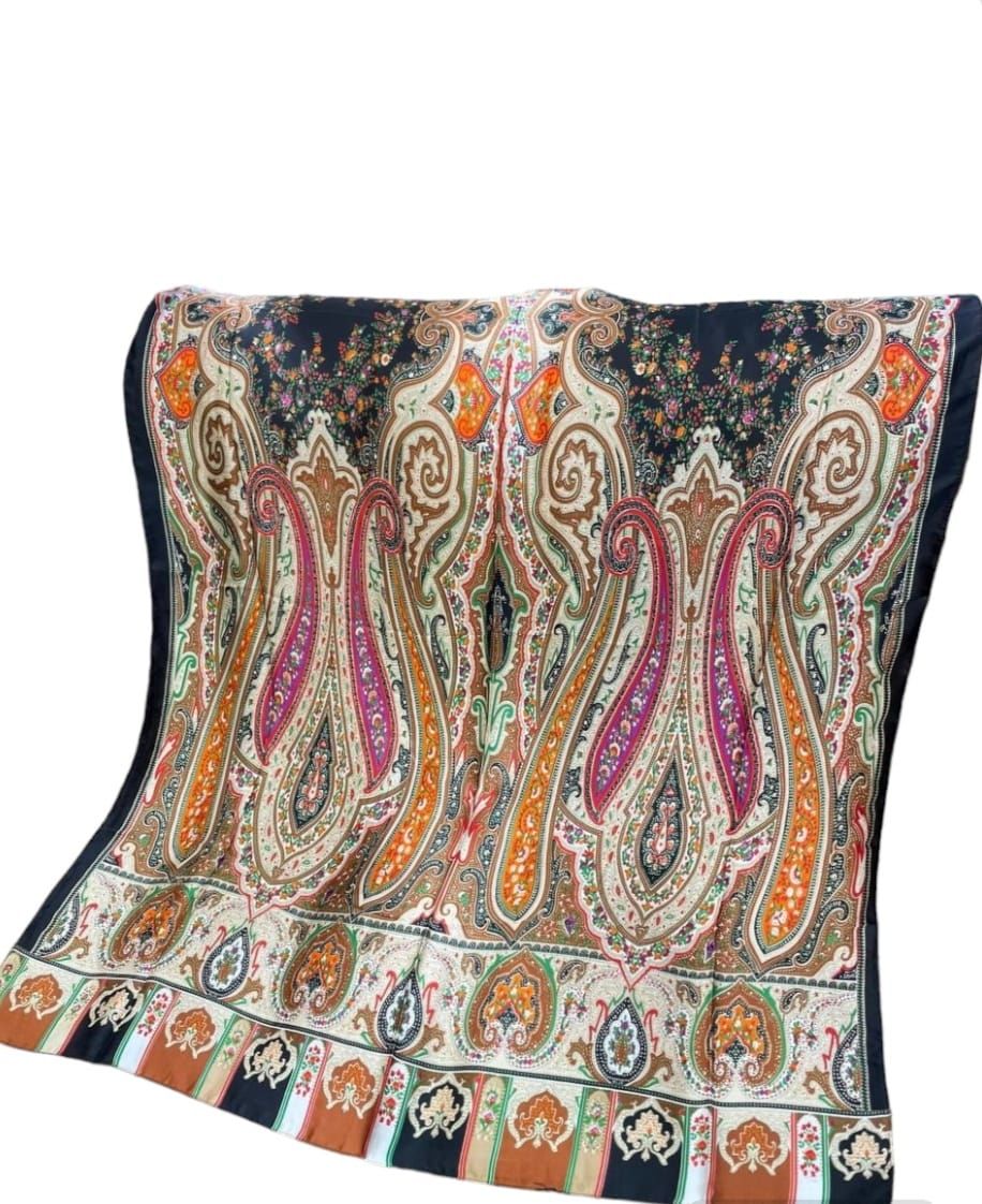 VUAL İPEK ŞAL  ETNİK DESEN SİYAH