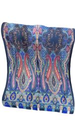 VUAL İPEK ŞAL ETNİK DESEN LACİVERT