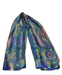 ETRO VUAL İPEK ŞAL ETNİK DESEN LACİVERT