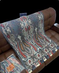 VUAL İPEK ŞAL ETNİK DESEN GRİ