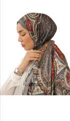 VUAL İPEK ŞAL ETNİK DESEN GRİ