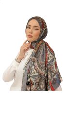 VUAL İPEK ŞAL ETNİK DESEN GRİ