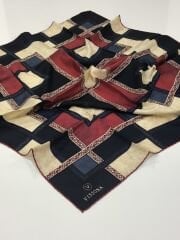 VİSSONA TİVİL İPEK EŞARP LACİVERT BORDO 3004-1