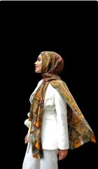 VUAL İPEK ŞAL ETNİK DESEN HAKİ YEŞİL