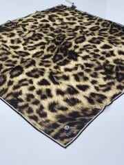 VİSSONA TİVİL İPEK EŞARP LEOPAR DESEN SİYAH GOLD 1005-1