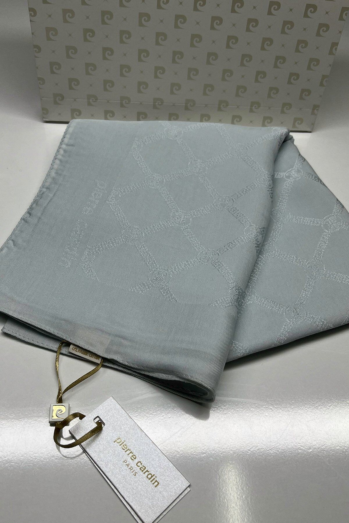 PİERRE CARDİN LYOCELL MONOGRAM ŞAL 1080800-972  AÇIK GÜMÜŞ