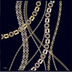 ARMİNE SPORT ZİNCİR DESEN POLYESTER TİVİL EŞARP SİYAH GOLD 7000-01