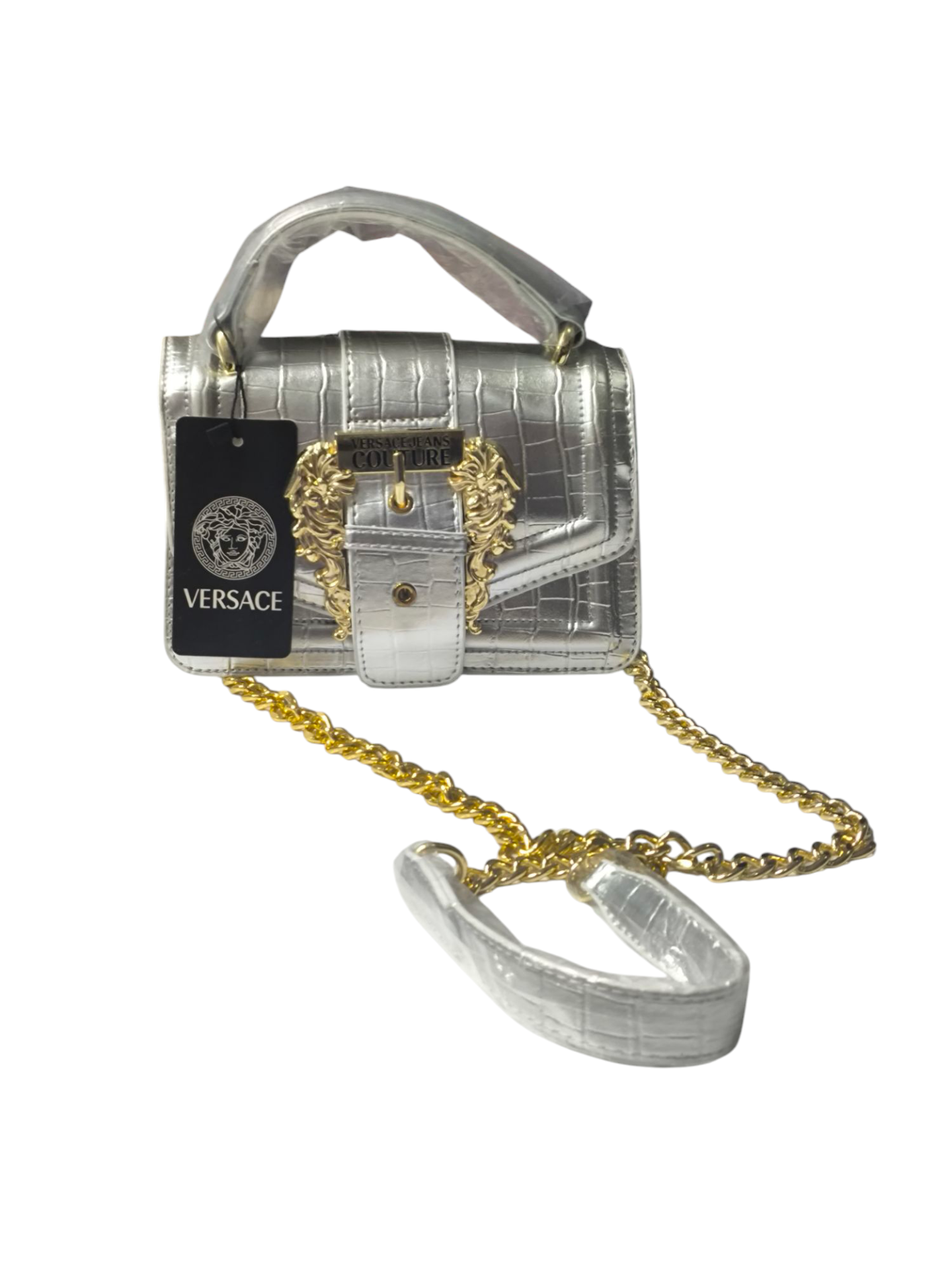 VERSACE ÇANTA PARLAK  GÜMÜŞ