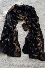 C DESEN İNCİLİ MODEL VUAL İPEK ŞAL SİYAH