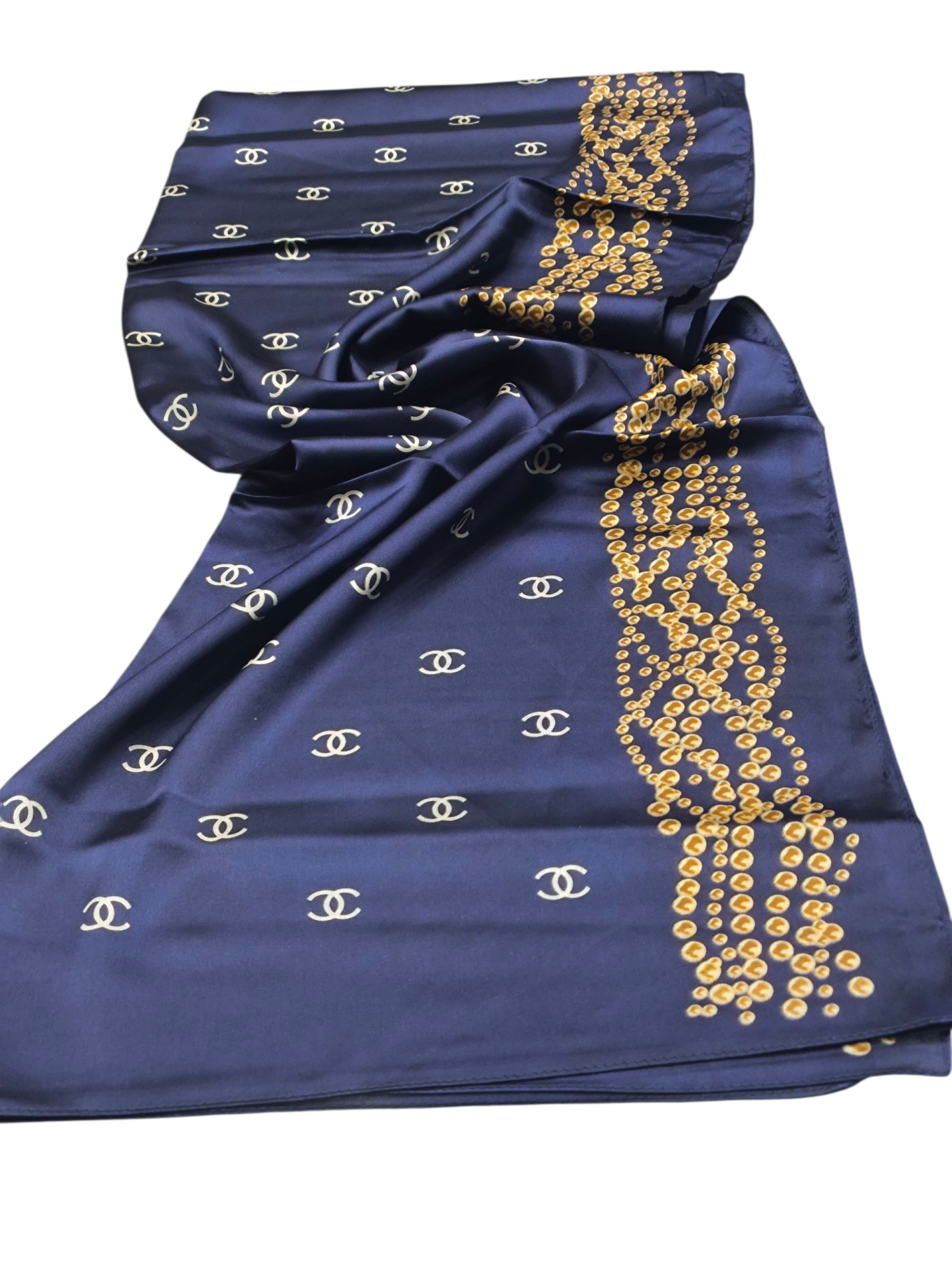 C DESEN İNCİLİ MODEL VUAL İPEK ŞAL LACİVERT