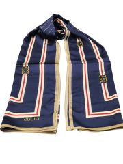 MONOGRAM DESEN  VUAL İPEK ŞAL LACİVERT