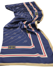 MONOGRAM DESEN  VUAL İPEK ŞAL LACİVERT