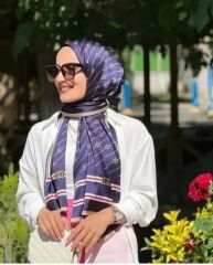 MONOGRAM DESEN  VUAL İPEK ŞAL LACİVERT