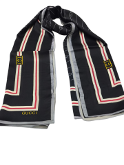 MONOGRAM DESEN  VUAL İPEK ŞAL SİYAH