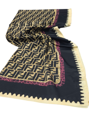 F DESEN  VUAL İPEK ŞAL  SİYAH FUŞYA